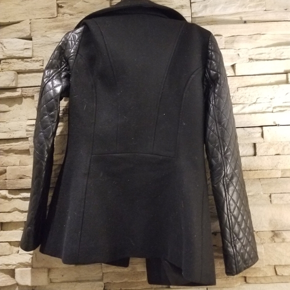 Soia & Kyo Wool Leather Quilted Coat Size M - Picture 4 of 4